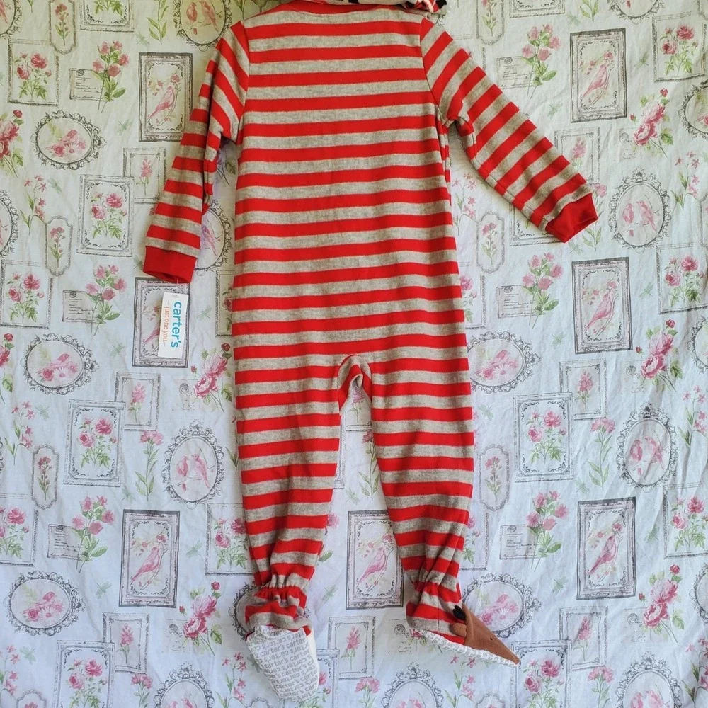 NWT Carters Unisex 3T Holiday Sleeper Pajamas Set‎ Of 2 Santa Clause